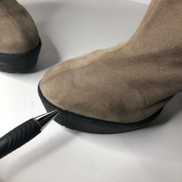 Pour La Victoire Taupe Suede Platform Booties 7 - Picture 7 of 8